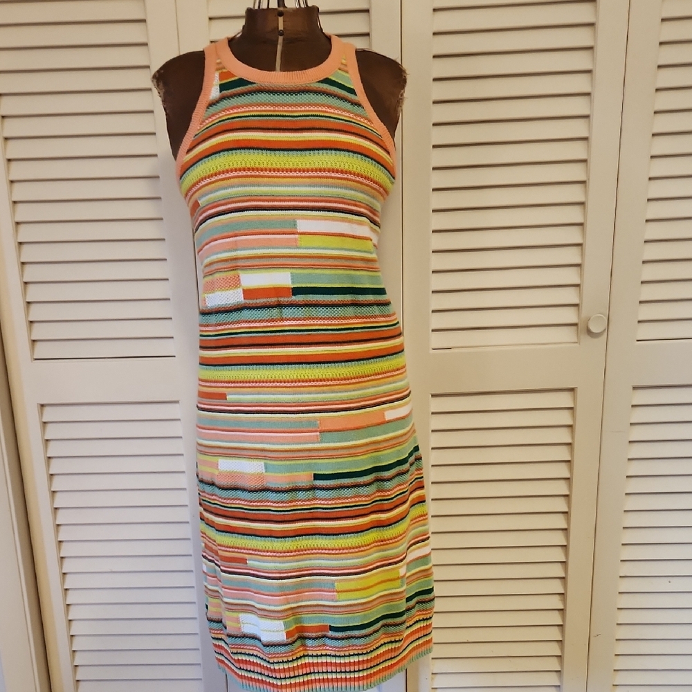 Torrid Multicolor Striped Midi Crochet Sweater Dress